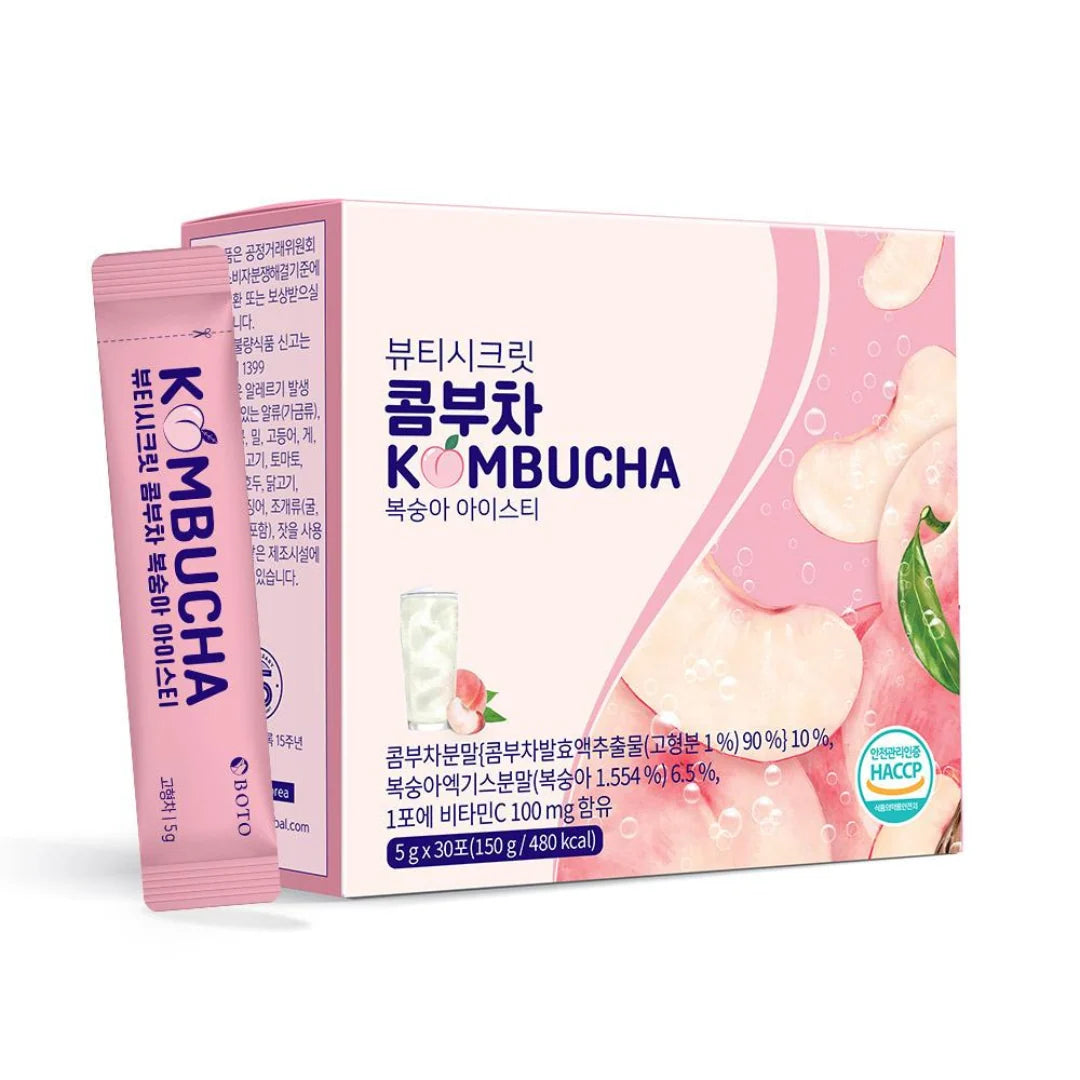 BOTO Beauty Secret Kombucha Peach Ice Tea