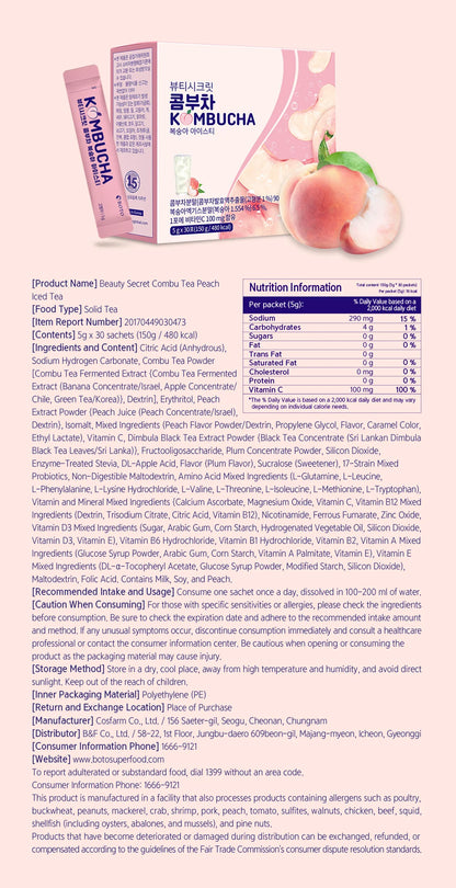 BOTO Beauty Secret Kombucha Peach Ice Tea