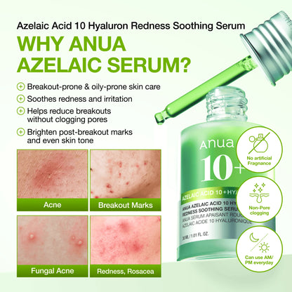Anua Azelaic Acid 10 Hyaluron Redness Soothing Serum
